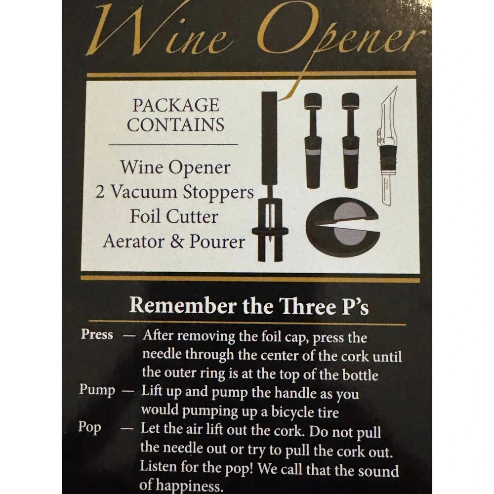 Vineyard Supply Co Professional Wine Opener Set‎ Air Pump Foil Cutter Aerator